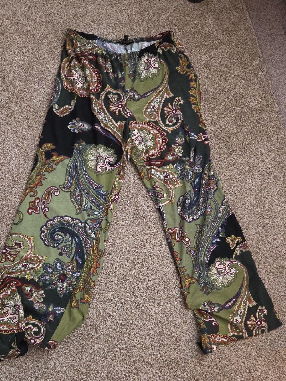 Melissa Paige Paisley Lounge Pants in Olive, Black & Burgundy
